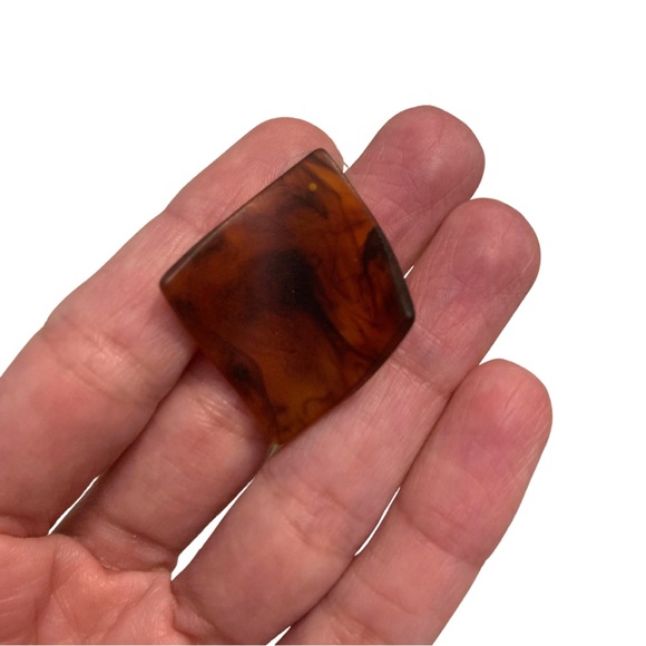 2/$30 Two Pairs Brown Tan Orange Tortoise Shell Square Stud Earrings Acrylic - Picture 6 of 9